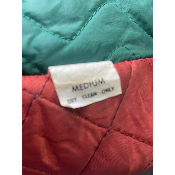 Vintage 70s Quilted Jacket Liner Forest Green Medium Bomber Jacket Work Wear - Picture 10 of 10